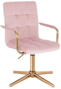 LuxuryForm DESIGN Otočná stolička VERONA GOLD VELUR na zlatom kríži - ružová