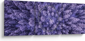 Obraz zasnežených stromov (s hodinami) (90x30 cm)