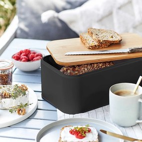 BREAD'N'BREAKFAST Chlebník s viečkom - čierna