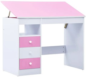 Detský stôl na kreslenie sklápací ružový a biely 287447