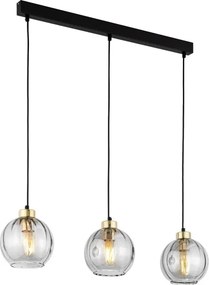 LED luster na lane DEVI 3xE27/15W/230V čierny/číry