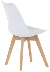 Autronic - Židle jídelní, bílá plastová skořepina, sedák bílá látka, masiv přírodní buk - CT-X7056 WT AKCE