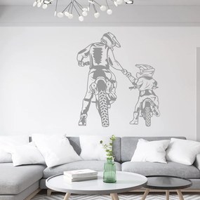 Veselá Stena Samolepka na stenu na stenu Motokros otec a syn Farba: šedá, Veľkosť: 80 x 70 cm