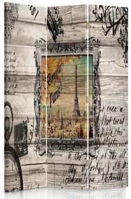 Ozdobný paraván, Stesk po Paříži - 110x170 cm, trojdielny, klasický paraván