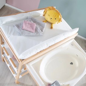 Prebaľovací pult v dekore brezy v bielo-prírodnej farbe Baby Pool – Roba