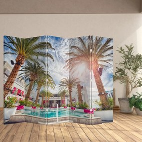 Paraván - Palmy s bazénom (210x170 cm)