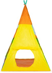 Detský indiánsky TIPI stan IPLAY 100×100×135 cm pre deti od 3 rokov – s podlahou