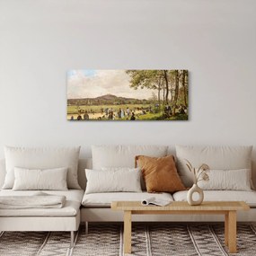 Obraz - French 19th Century, Race Course at Longchamps, reprodukcia (120x50 cm)