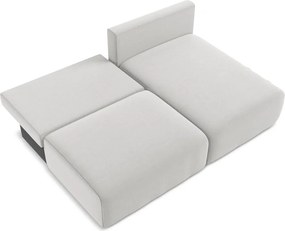 Svetlosivá zamatová rozkladacia/s úložným priestorom rohová pohovka (pravý roh/s leňoškou) Kalena – Makamii