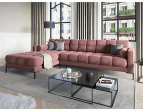 Ružová zamatová rohová pohovka Cosmopolitan Design Bali, ľavý roh