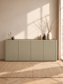 Komoda Elivo 200 cm štvordverová - eukalyptus / dub baltic dune
