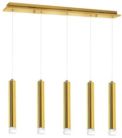 Závesné svietidlo Goldie, 5x zlaté kovové tienidlo, g