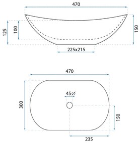 Rea Royal Mini, umývadlo na dosku 480x305x145 mm, imitácia kameňa Aiax Shiny, REA-U5063