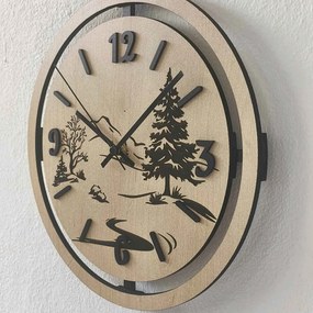 Nástenné hodiny Lesná krajina gravírované | PUPOU: HDF - Javor 30 cm 4795-115320 HDF0607