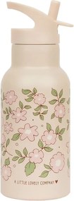 Nerezová fľaša na pitie kvety ružové