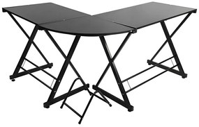 Písací stôl v tvare L- čierny