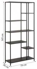 Regál Newcastle 165 cm čierny