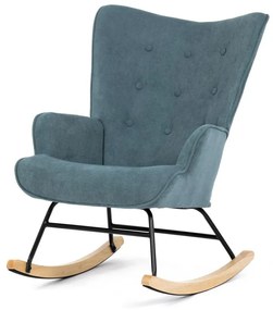 Křeslo houpací AK-371 GRN2 zelená látka, dřevěné nohy, masiv kaučukovník