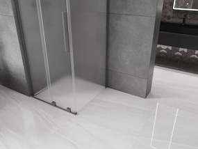 Mexen Velar L, sprchový kút s posuvnými dverami 110 x 110 cm, 8mm sklo námraza, brúsený grafit, 871-110-110-33-95
