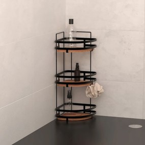 Polička do kúpeľne Blackacia3, akácia/s čiernymi prvkami