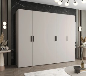 Šatníková skriňa 250 cm Borry 1 (kašmír + čierna). Akcia -20%. Vlastná spoľahlivá doprava až k Vám domov. 1125786