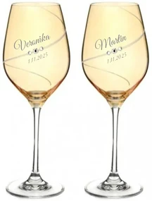 Dekorant Svadobné poháre na biele víno Silhouette City Amber s kryštálmi Swarovski 360 ml 2KS