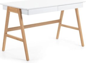 Pracovný stôl s bielou doskou Kave Home Ingo, 120 x 60 cm