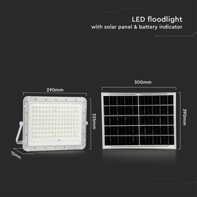 LED Vonkajší solárny reflektor LED/20W/3,2V 6400K biela + DO