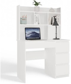 Písací stôl s nadstavbou MIJAS pravý matná biela