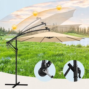 Ekspand Záhradný LED slnečník s bočným ramenom 300 cm tmavo béžový