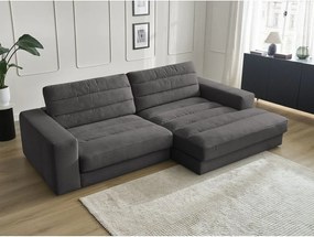 Antracitová zamatová rohová pohovka (pravý roh/s leňoškou) Sierra – Bobochic Paris