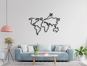 drevko Minimalistický obraz Mapa sveta - line art Rozmer obrazu: 45,5 x 65 cm, Farba dekorácie: Čierna