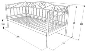 Kovová postel Birma 90x200 černá