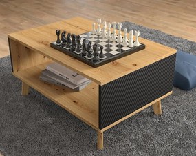 Konferenčný stolík Luxina 90 (dub artisan + matná čierna). Akcia -21%. Vlastná spoľahlivá doprava až k Vám domov. 1124846