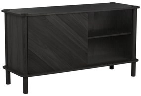 Čierna vitrína z dubového dreva s posuvnými dverami 135x73,5x48 cm Italic – UMAGE