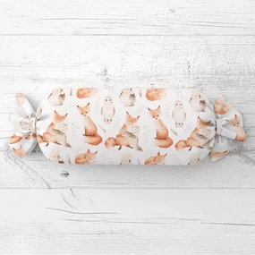 Biante Detský vankúš valec bonbon Sandra SA-523 Líšky a sovy na bielom 15x40 cm