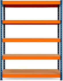 Regál 216x140x70 cm profesionálny 5-policový, nosnosť 1500 kg - modro-oranžový