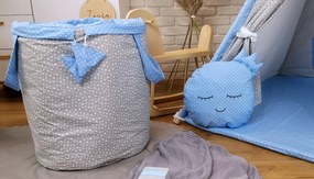 Detský kôš na hračky STARS - šedý/modrý