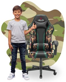 Hells Detská Herná stolička Hell's Chair HC-1005 Battle KIDS Camo Military