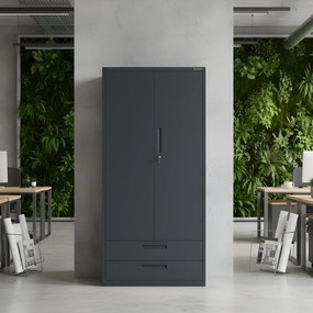 Modulárna kovová multifunkčná skriňa s dvoma zásuvkami antracitová MEGAN 1950 x 900 x 400 mm