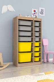 Organizér na hračky Dremonka 6 (dub sonoma + sivá + žltá). Akcia -22%. Vlastná spoľahlivá doprava až k Vám domov. 1124298