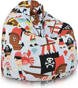 Set 2 detských sedacích vakov Bag Sako L – plyš sivý + Pirát