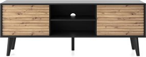 Široká TV skrinka Willow, čierna/dub artisan