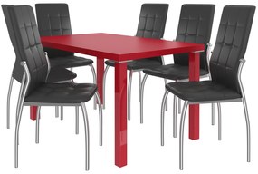 Jedálenský set 1 + 6 Belini červený / čierne Loreno LOR/0/ZES/R/6B
