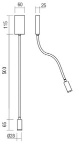 Redo 01-2755 - LED Flexibilná lampička WALLIE LED/3W/230V USB CRI 90 čierna