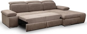 Rohová sedacia súprava Odessa, svetlo hnedá látka, pravý roh