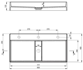 Deante Blur, granitové umývadlo na dosku 800x400x120 mm, šedá metalíza, DEA-CQB_SU8S