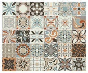 Sada 30 nástenných samolepiek Ambiance Wall Decal Cement Tiles Bali, 15 × 15 cm