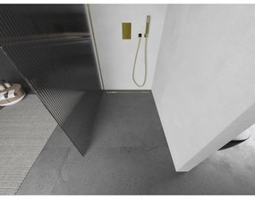 Mexen Kioto, sprchová zástena 110 x 200 cm, 8mm sklo s rebrovým vzorom, zlatý profil, 800-110-101-50-09