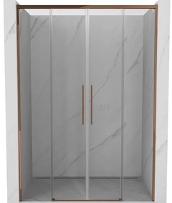 Mexen Rox, posuvné sprchové dvere 160 cm, 8mm číre sklo, ružové zlato profil, 8C2-160-002-60-00